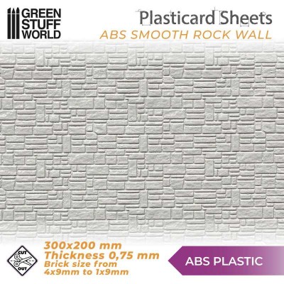 ABS PLASTICARD - SMOOTH ROCK WALL TEXTURED A4 SIZE SHEET - GREEN STUFF 1108